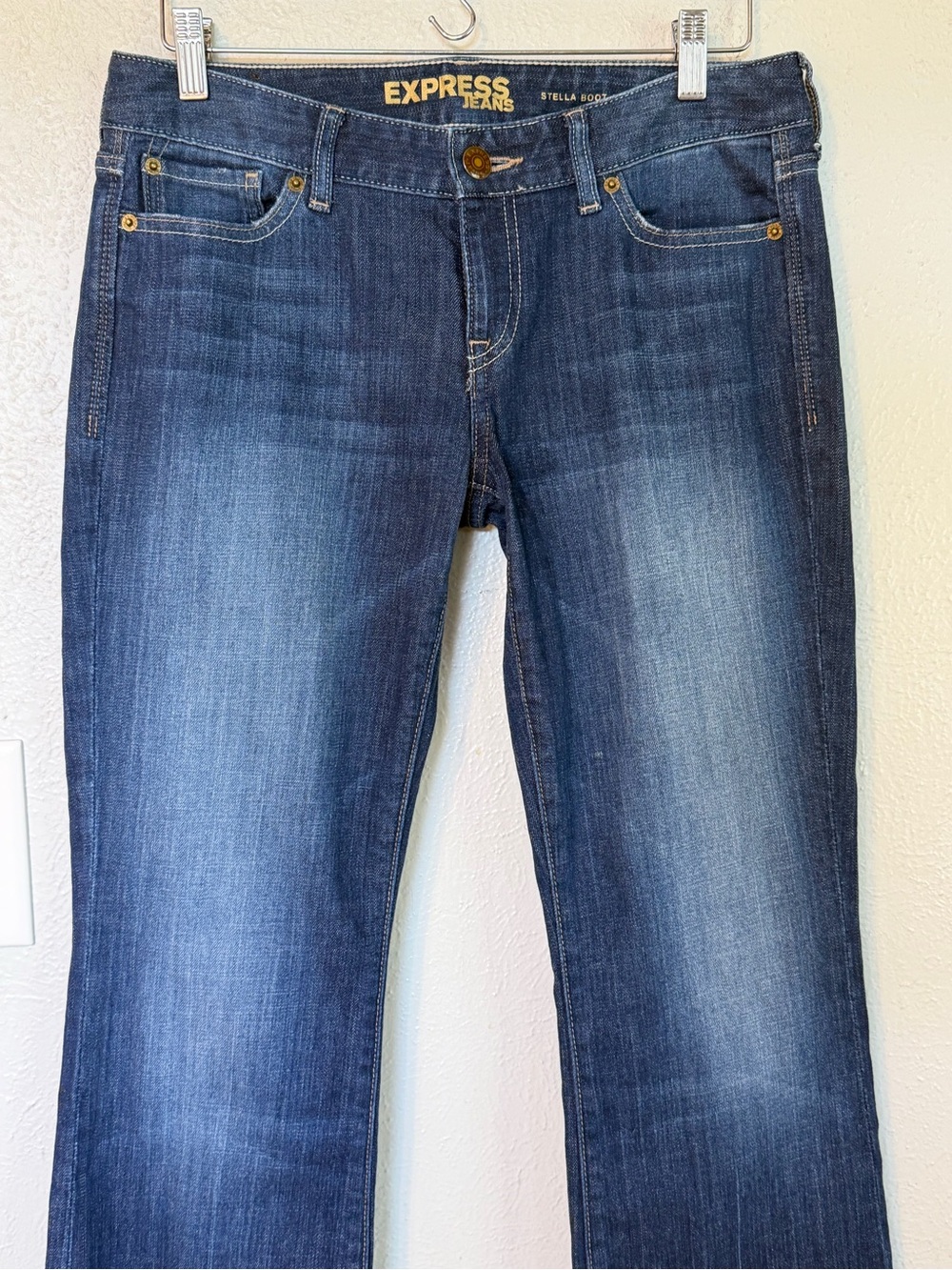 EXPRESS Y2K 2000’s Stella Low Rise Boot Cut Vintage Washed Denim Blue Jeans Sz 8 - Picture 6 of 16